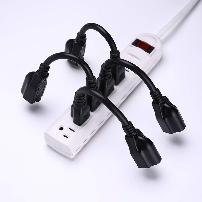 Miady [ETL Listed] Miady Short Power Extension Cord Outlet Saver, 16AWG/13A, 3 Prong (4 Pack, Black, 8 Inch) - Image 5